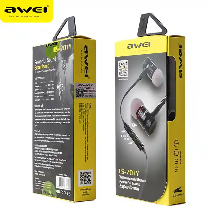 Awei ES-70TY High Frequency Stereo Deep Bass Wired Earphones